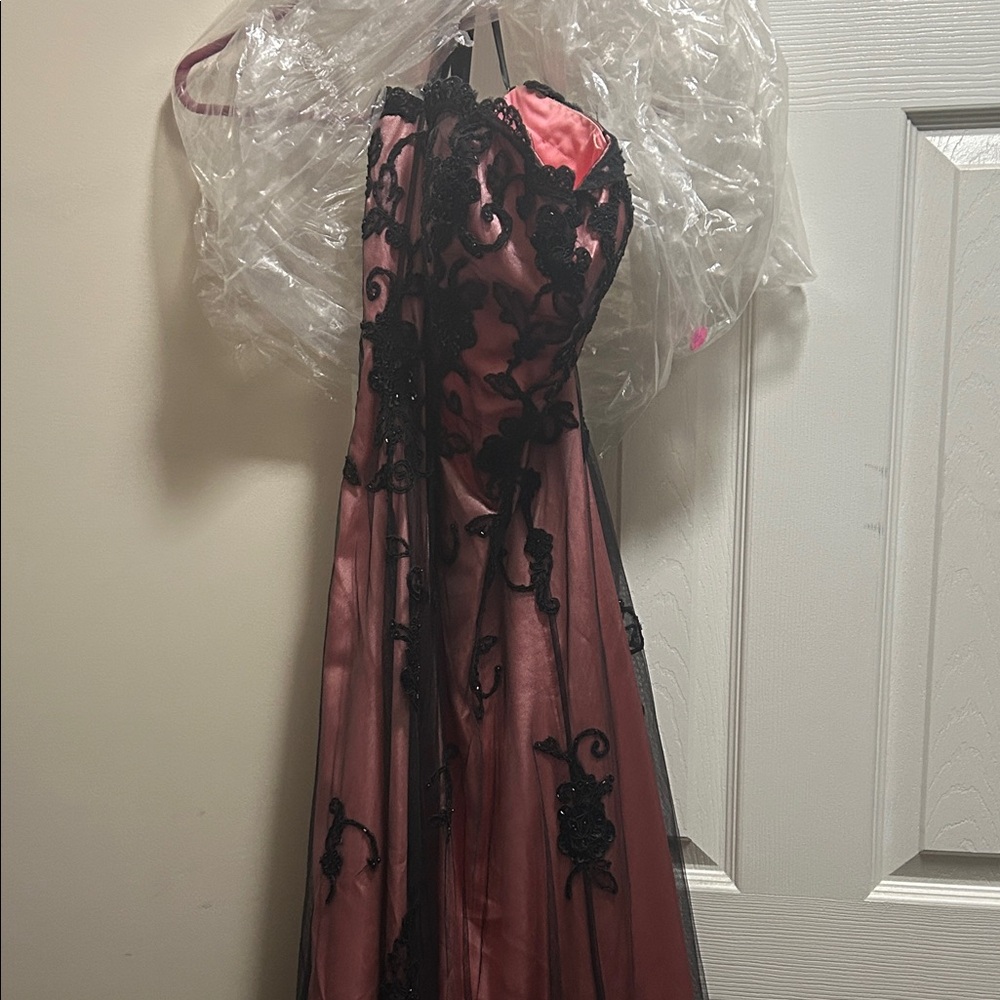 Elegant Black and Pink Prom Dress